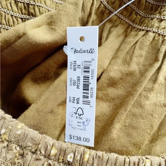 NWT Madewell Daisy Stitch Ruffle Sleeve Flowy Midi Dress Weathered Olive Size 2X - Picture 12 of 15